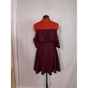 Windsor Womens Wrap Dress Burgundy Size Small Off Shoulder Stretch Formal D912